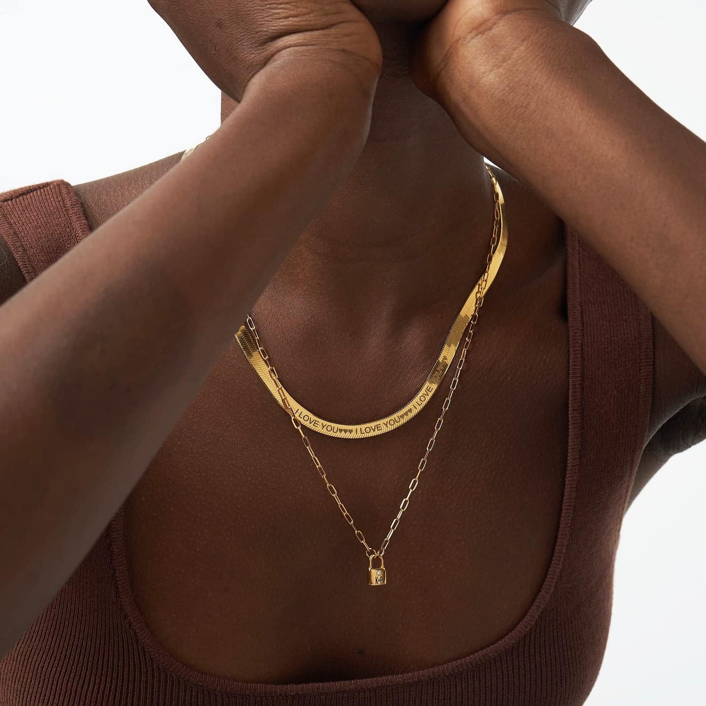 OAK & LUNA - Personalized Initial Lock Necklace with Diamond Options