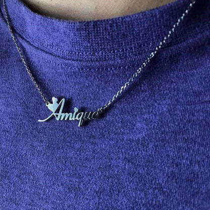 TinyName Custom Name Necklace Personalized 18K Gold Plated Nameplate Customized Jewelry Gift for Women