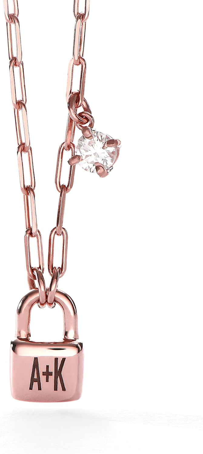 OAK & LUNA - Personalized Initial Lock Necklace with Diamond Options