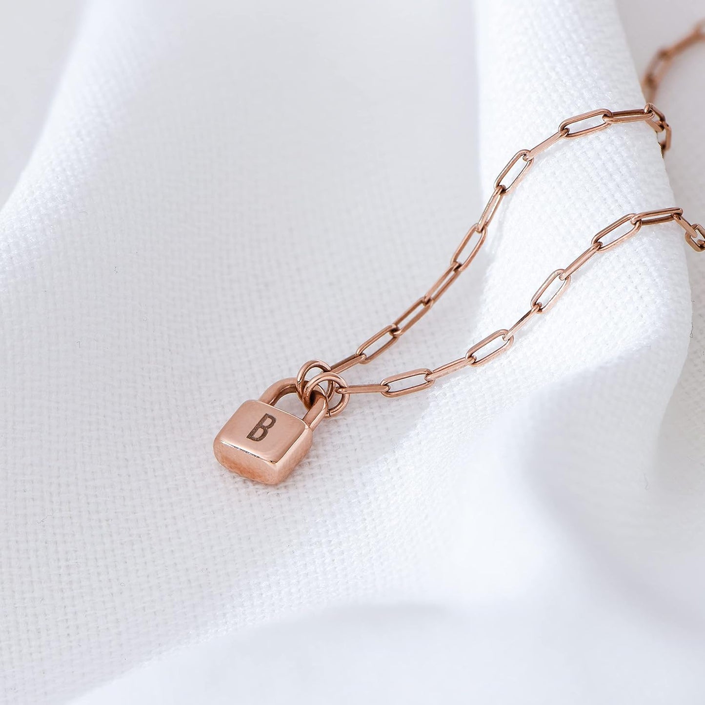 OAK & LUNA - Personalized Initial Lock Necklace with Diamond Options