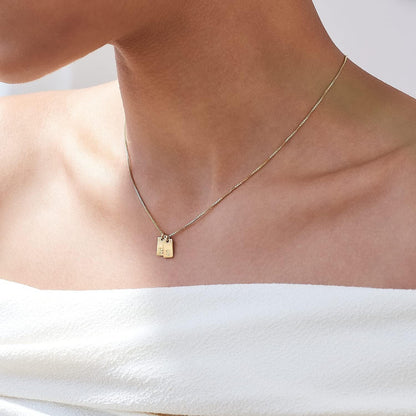OAK & LUNA - Personalized Willow Tag Initial Necklace with Diamond Option - Dainty Gift for Her, Woman - Custom Jewelry for Christmas, Mother's Day