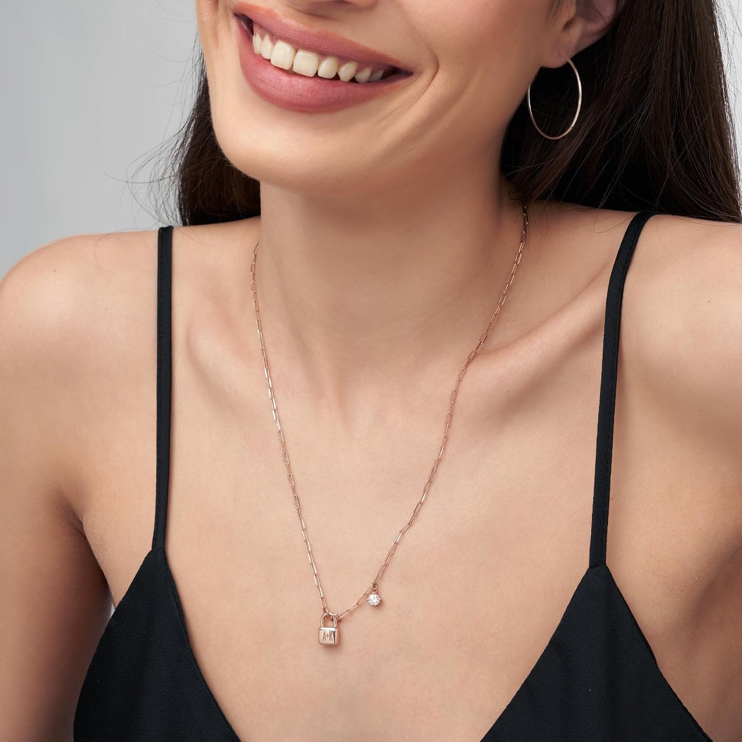 OAK & LUNA - Personalized Initial Lock Necklace with Diamond Options