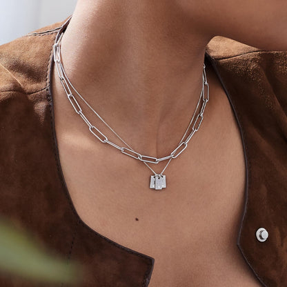 OAK & LUNA - Personalized Willow Tag Initial Necklace with Diamond Option - Dainty Gift for Her, Woman - Custom Jewelry for Christmas, Mother's Day