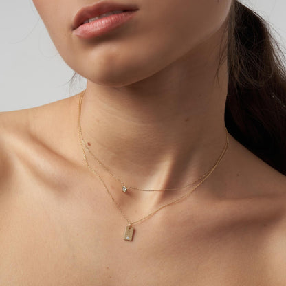 OAK & LUNA - Personalized Willow Tag Initial Necklace with Diamond Option - Dainty Gift for Her, Woman - Custom Jewelry for Christmas, Mother's Day