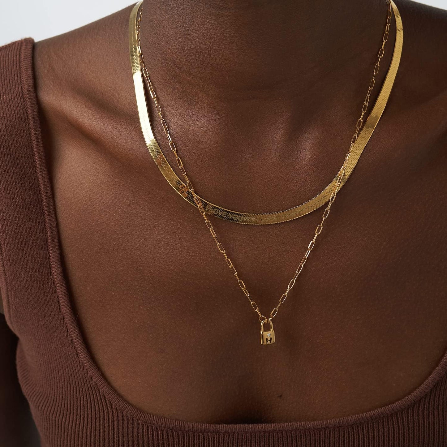 OAK & LUNA - Personalized Initial Lock Necklace with Diamond Options