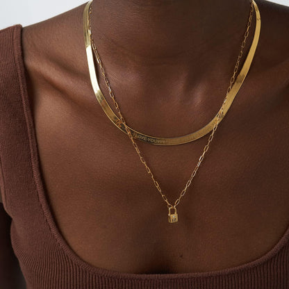OAK & LUNA - Personalized Initial Lock Necklace with Diamond Options