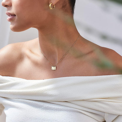 OAK & LUNA - Personalized Willow Tag Initial Necklace with Diamond Option - Dainty Gift for Her, Woman - Custom Jewelry for Christmas, Mother's Day